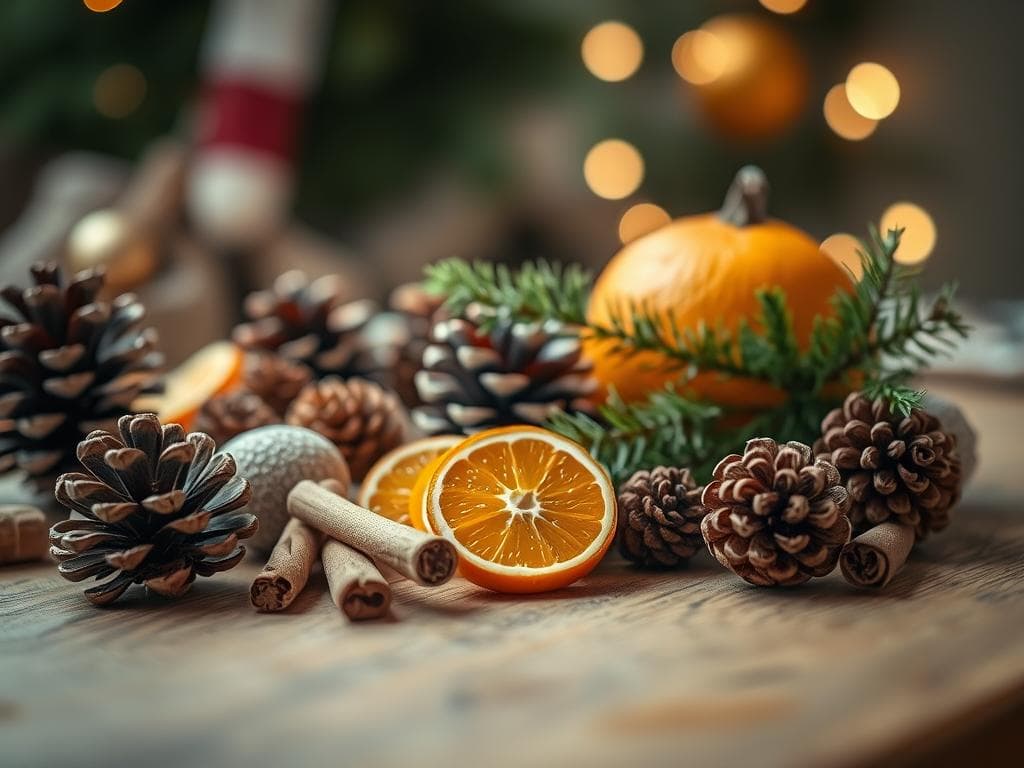 Natürliche Weihnachtsdekoration mit Naturmaterialien Natürliche Weihnachtsdekoration mit Naturmaterialien