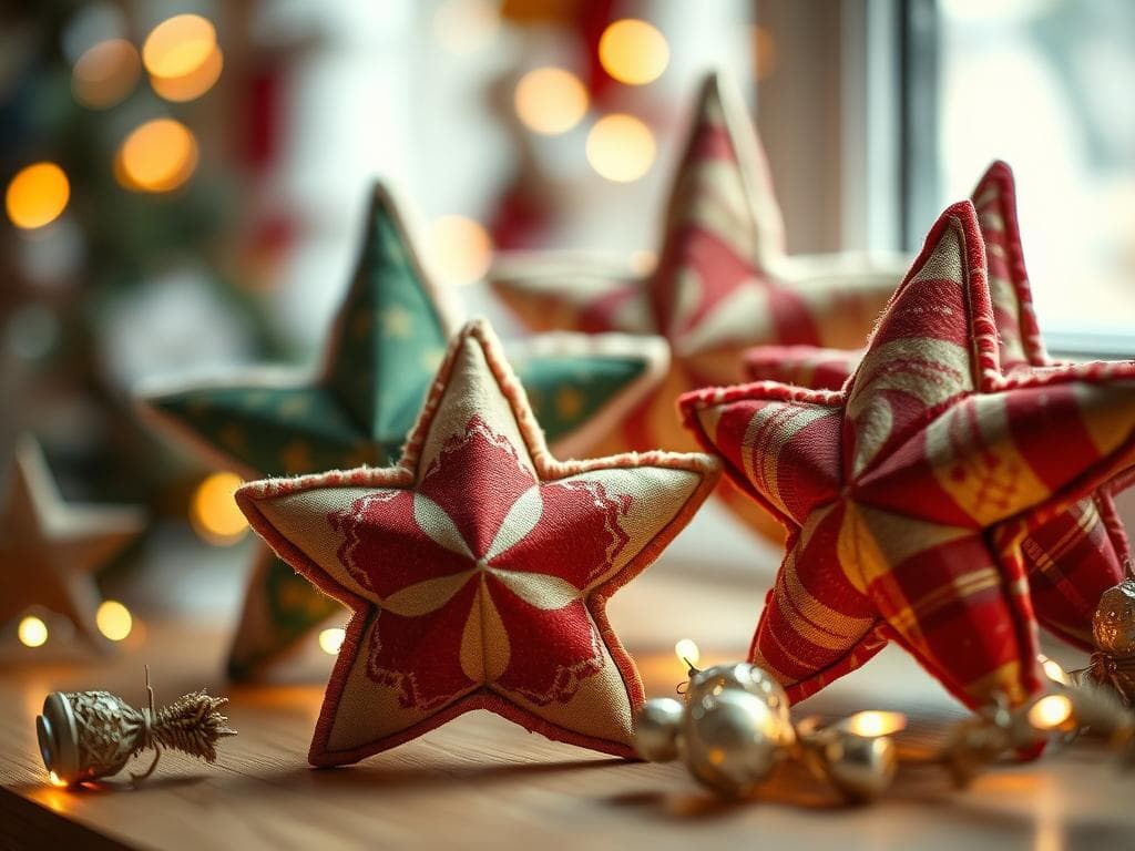 Weihnachtssterne aus Stoff basteln