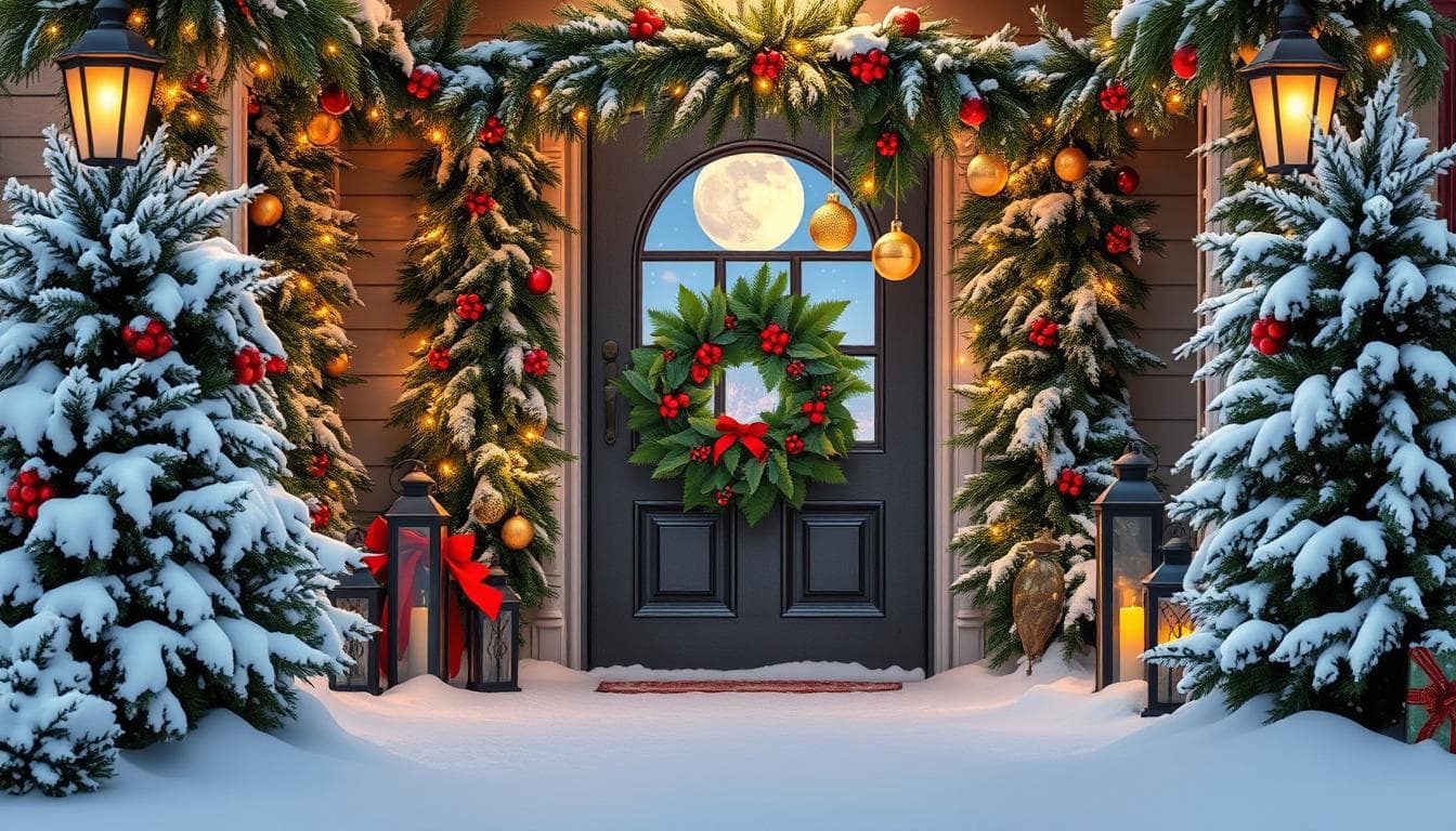 Eingangsbereich Weihnachtsdeko außen