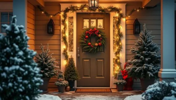 Hauseingang Weihnachtsdeko für draussen selber machen
