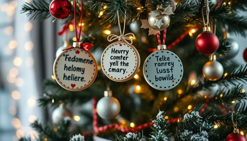 Weihnachtsbaum-Schmuck mit Sprüchen