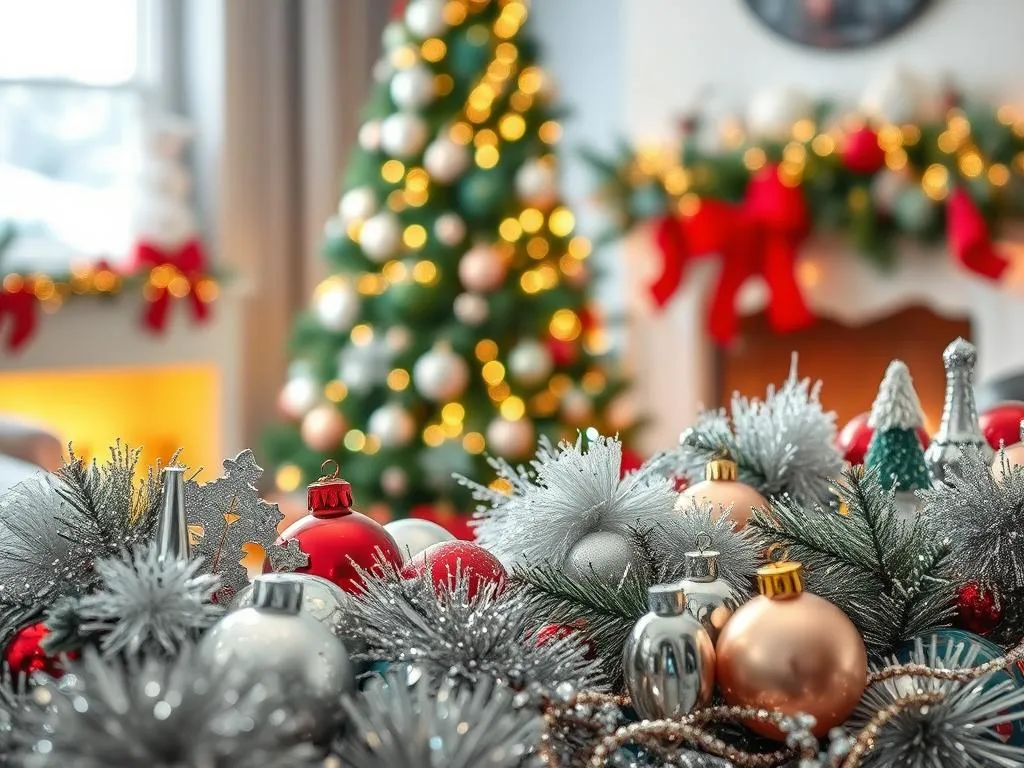 Weihnachtsdekorationen mit Glitzer Weihnachtsdekorationen mit Glitzer