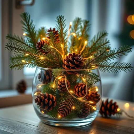Selber machen Glas Weihnachtsdeko im Glas mit Lichterkette