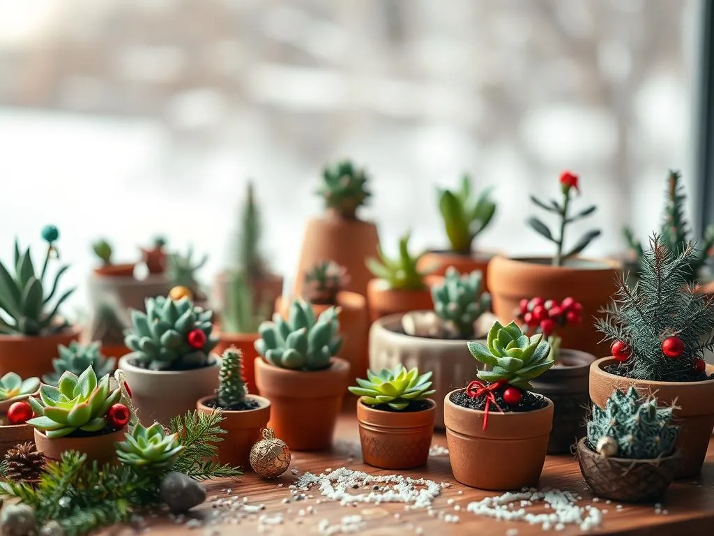 Weihnachtstischdeko Bastelideen Miniaturpflanzen