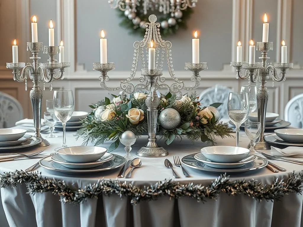 Festliche Silberdekoration Weihnachtstisch Festliche Silberdekoration Weihnachtstisch