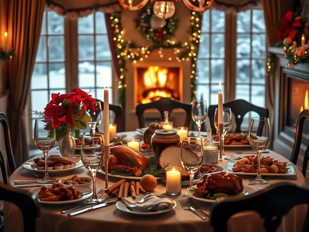 Romantisches Weihnachtsessen