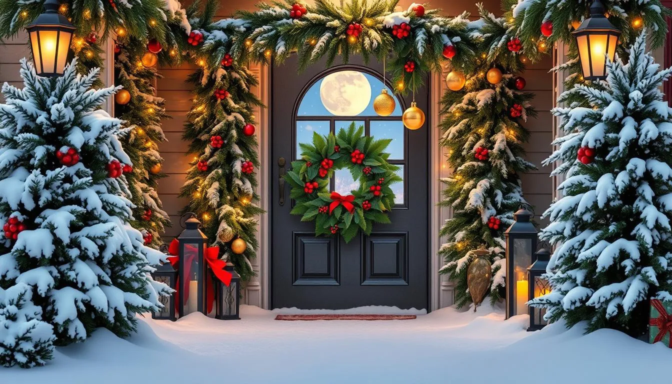 Eingangsbereich Weihnachtsdeko außen