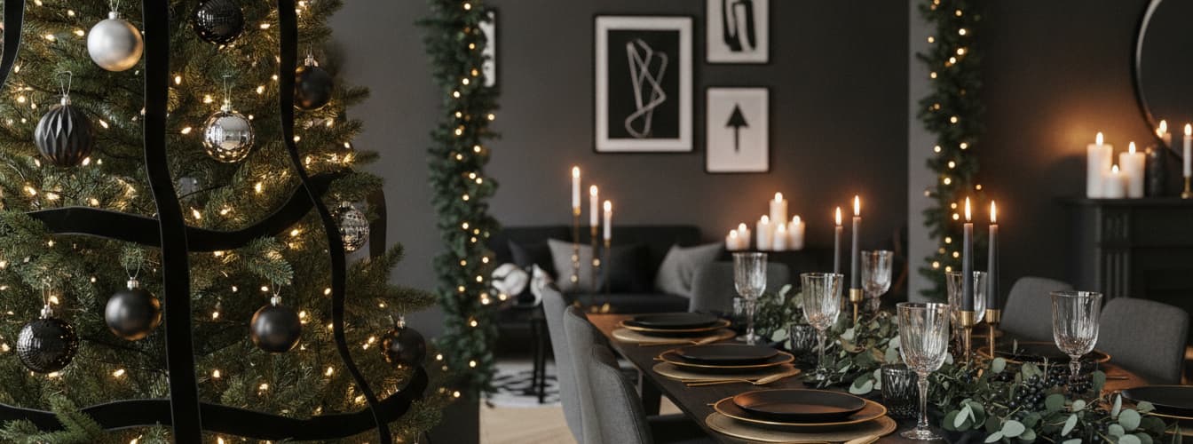 Schwarze Weihnachtsdeko
